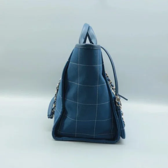 100% Authentic CHANEL Lady First Blue W/P Cloth Tote Bag - Picture 4 of 12